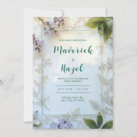 Elegante Folha de Esqueleto Dourado Floral Lavanda
