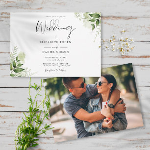 Convites Elegante Folhagem Botânica Foto Casamento