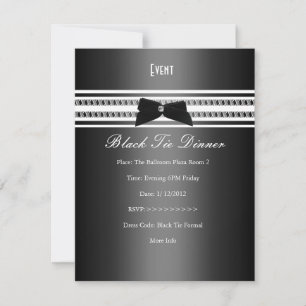 Convites Elegante Formal Gravata Preta Jantar Cinza Prata 2