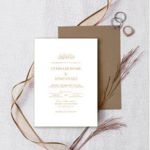 Convites Elegante Formal Minimalista Casamento Muçulmano em