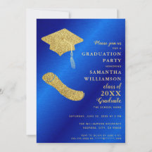 Elegante Formatura Azul Real e Dourado