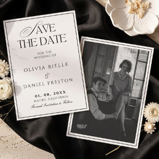 Convites Elegante Foto Antiga de Dinheiro Save the Date
