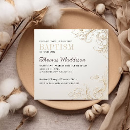 Convites Elegante Foto Baptizado Ornamental Floral