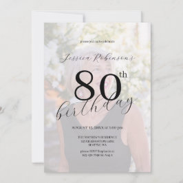 Convites Elegante Foto com Letra Preta para Oitavo Aniversá