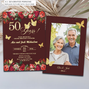Convites Elegante Foto de Aniversário de Casamento de 50 an