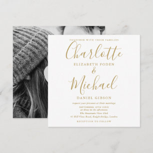 Convites Elegante foto de casamento com assinatura em scrip