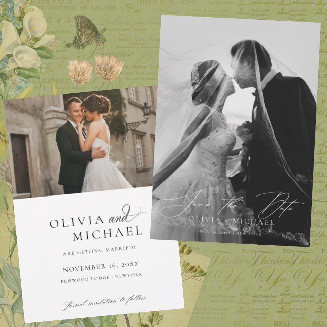 Convites Elegante Foto de Casamento com Script Moderno para (Criador carregado)