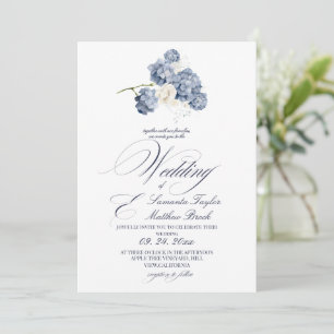 Convites Elegante Foto de Casamento Minimalista Moderno Azu