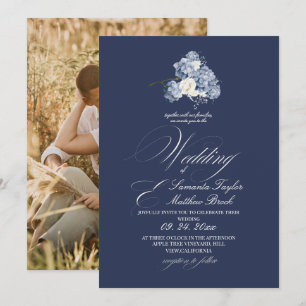 Convites Elegante Foto de Casamento Romântico Moderno Naval