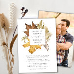 Convites Elegante Foto do Casamento outono de Folhagem de o<br><div class="desc">O Elegante Dusty Brown Rustic Autumn Deixa Cartão de Convite para Casamento outono com Foto. Convites de casamento bonito, elegantes e modernos para sua ocasião especial! Perfeito para a bela e calorosa temporada de outono! Cor d'água, castanho claro e ouro, borda quadrada de folhagem de outono amarela, com uma variedade...</div>