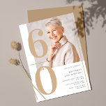 Convites Elegante Foto Dourada de 60 Anos de Idade<br><div class="desc">Convite de Aniversário de 60 Anos com Foto Elegante Dourada</div>