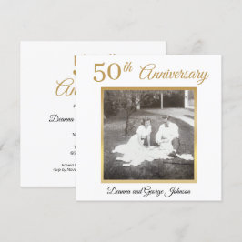 Convites Elegante Foto em Ouro de 50º Aniversário de Casame