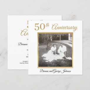 Convites Elegante Foto em Ouro de 50º Aniversário de Casame