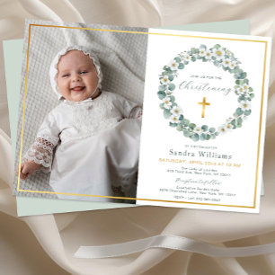 Convites Elegante Foto Eucalyptus Greenery Dourada