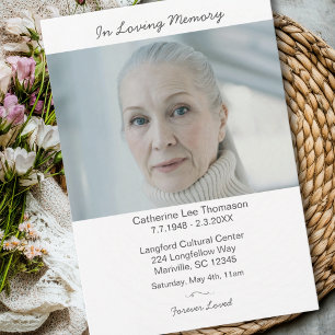 Convites Elegante Foto Moderna Funeral Em Memória Carinhosa