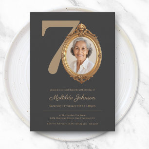 Convites Elegante Foto Personalizada Aniversário de 70 Anos