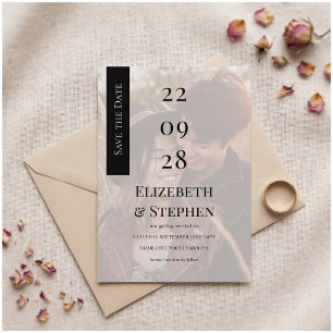 Convites Elegante Foto Preto e Branco Moderno Save The Date