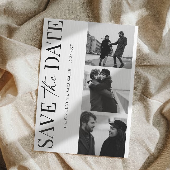 Convites Elegante Foto Preto e Branco Simples Save the Date (Criador carregado)