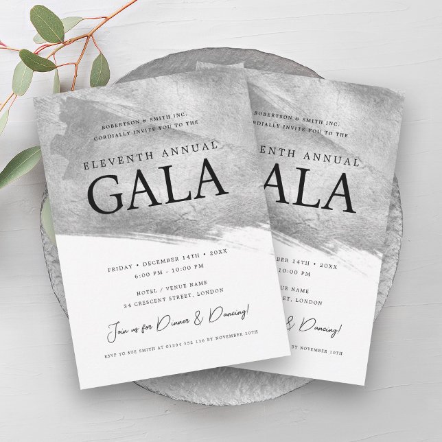 Convites Elegante GALA Company Silver Brush (Elegant GALA Company Silver Brush Invitation)