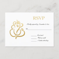 Elegante Ganesha Dourado | RSVP de Casamento India