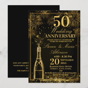 Convites Elegante Garrafa de Fizz Dourada de Aniversário de