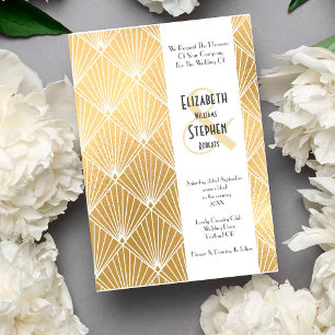 Convites Elegante Gatsby Art Déco Anos 20 Dourado Casamento
