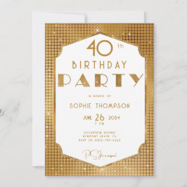 Convites Elegante Gatsby White e Dourada Deco aniversário d