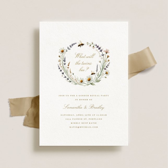 Convites Elegante Gemidos de Flor Selvagem Festa Reveladora (Criador carregado)