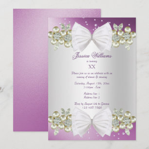 Convites Elegante Gems e Arco Roxo Aniversário