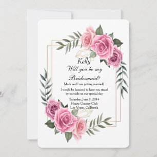 Convites Elegante Geométrico Rosa Bridesmaid
