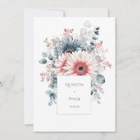 Elegante Gerbera Margarida em Aquarela Rosa Azul E