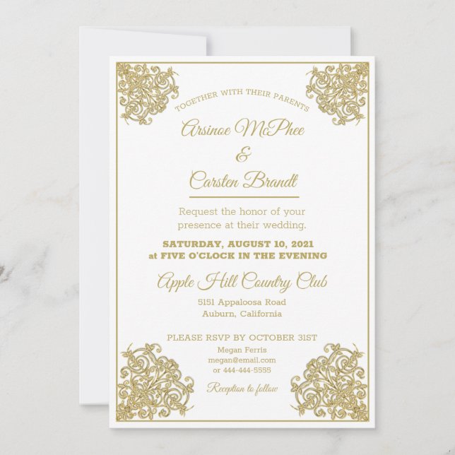 Convites Elegante Gilded Wedding (Frente)