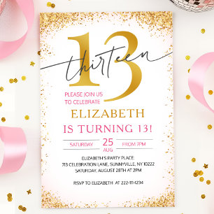 Convites Elegante Girly 13 Birthday