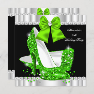 Convites Elegante Glamor de Limão Glitter High Heels Aniver