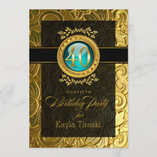 Convites Elegante Glamor Embossed aniversário de 40 anos