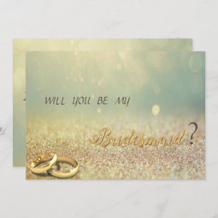 Convites Elegante Glitter Bokeh,Rings Bridesmaid Card
