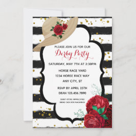 Convites Elegante Glitter Derby Hat Racing Party