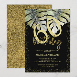 Convites Elegante Glitter Dourado Caligrafia Aniversário