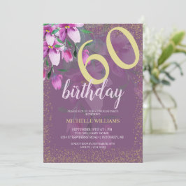 Convites Elegante Glitter Dourado Floral Chic Aquarela