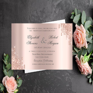 Convites Elegante Glitter Dourado Rosa Casamento