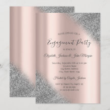 Elegante Glitter Prata Ombre Ouro Rosado Noivado