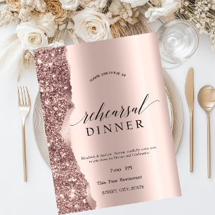 Convites Elegante Glitter Script Dourado Rosa