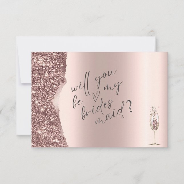 Convites Elegante Glitter Script Dourado Rosa (Frente)