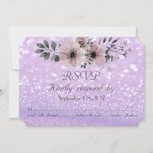 Convites Elegante Glittery Bokeh Floral RSVP (Frente)