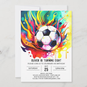 Convites Elegante Goal Watercolor Soccer Aniversário