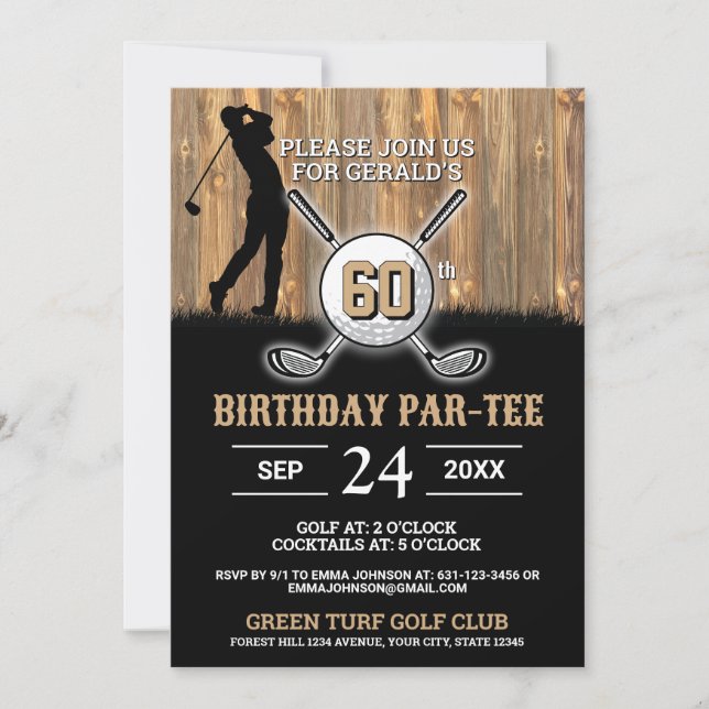 Convites Elegante Golf Birthday Design (Frente)