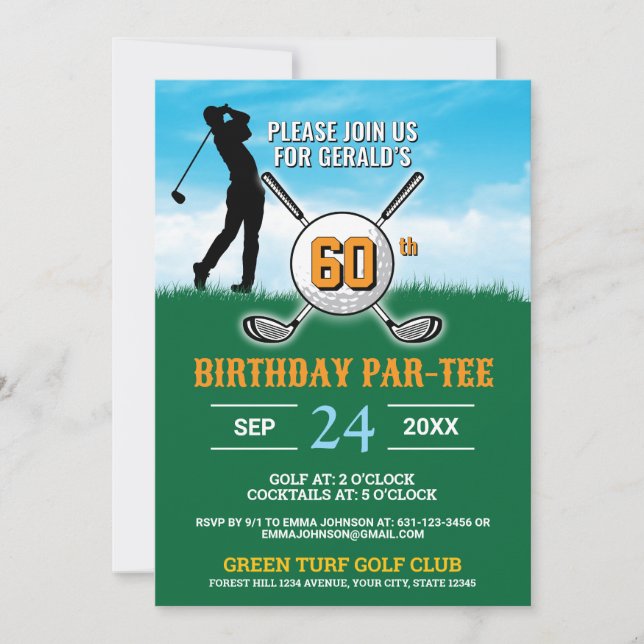 Convites Elegante Golf Birthday Design (Frente)