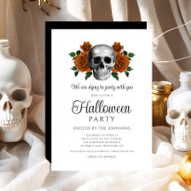Elegante Gótico Preto Floral Caveira Halloween