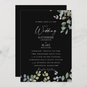 Convites Elegante Grace Weding All Black Eucalyptus
