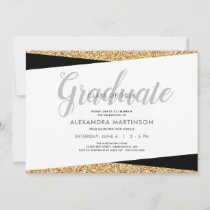 Convites Elegante Graduação com Brilho de Ouro Falso